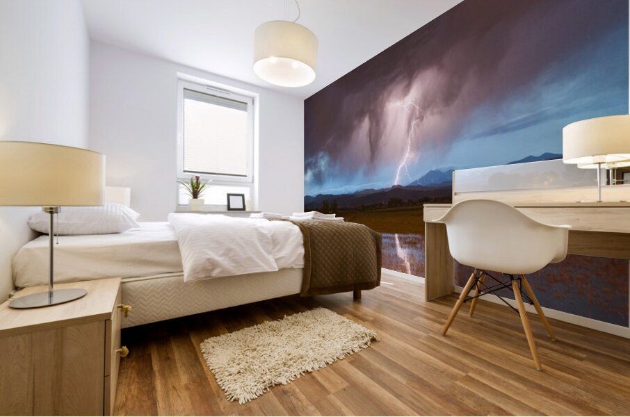 Lightning Striking Longs Peak Foothills 3 Mural print
