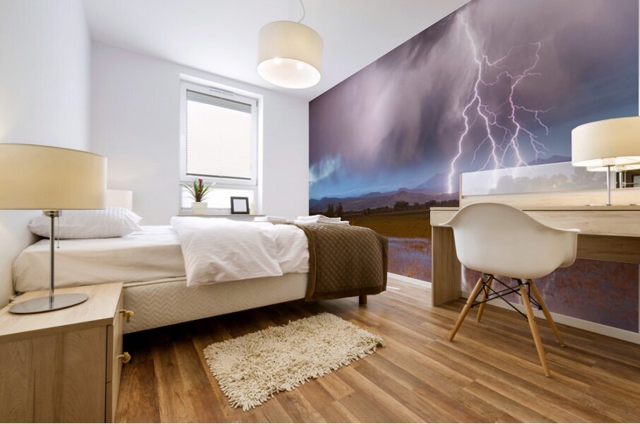 Lightning Striking Longs Peak Foothills 6 Impression murale