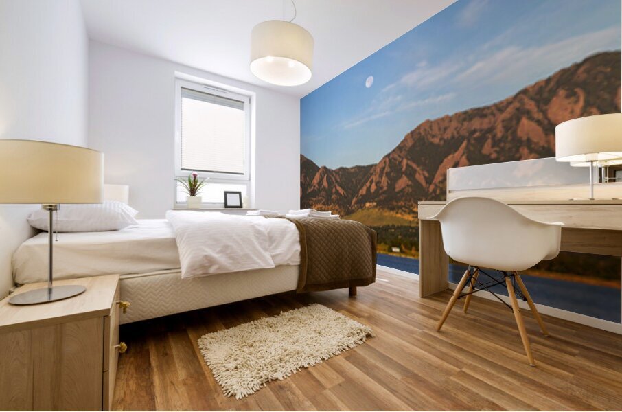 Full Moon Boulder Colorado Front Range Panorama Impression murale