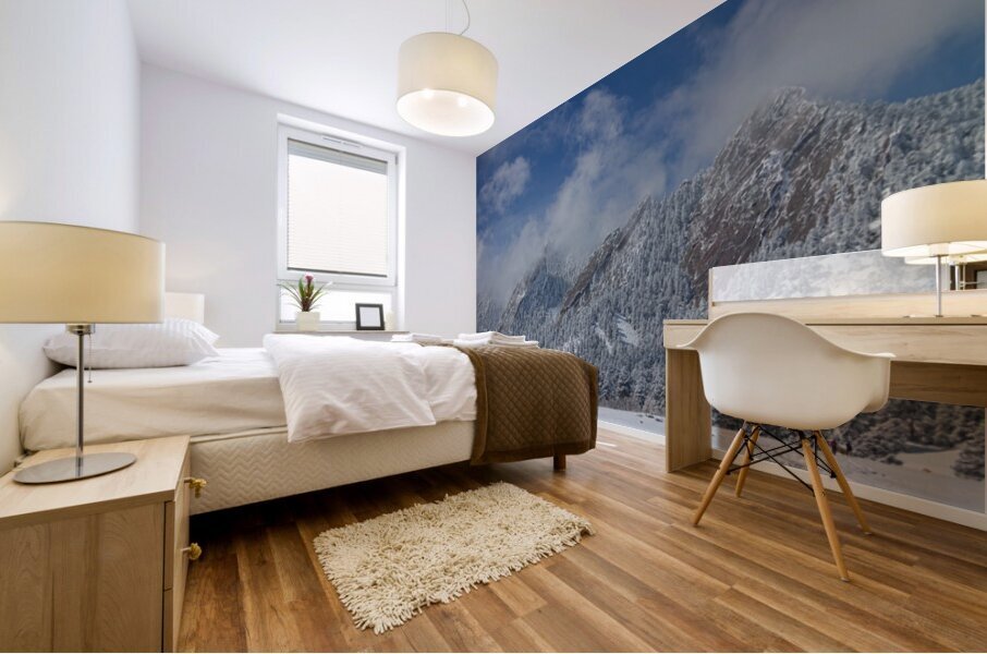 Flatiron Snow Dusting Boulder Colorado Mural print