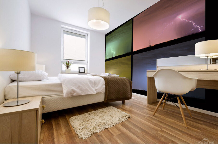 Colorful Lightning Thunderstorm Collage Mural print