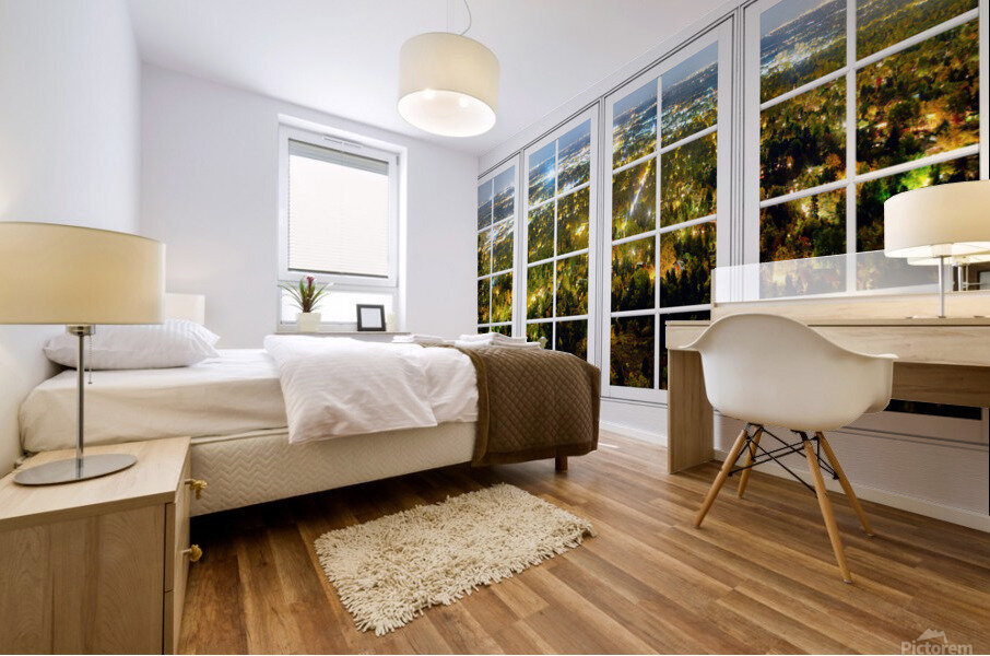 City Lights White Window Frame View Impression murale