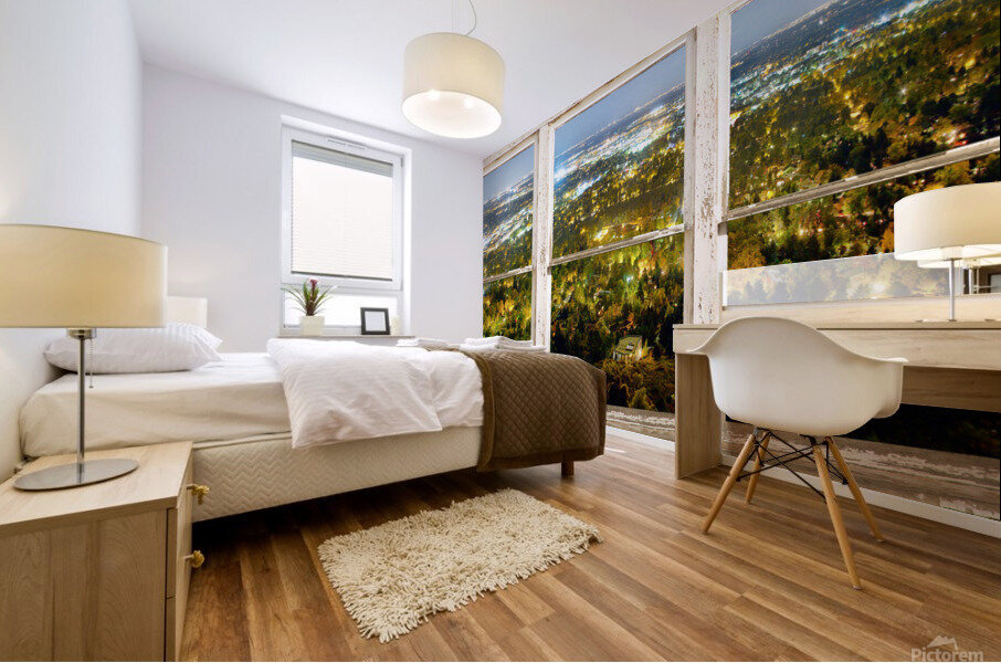 City Lights Picture Window Frame Photo Art Mural print