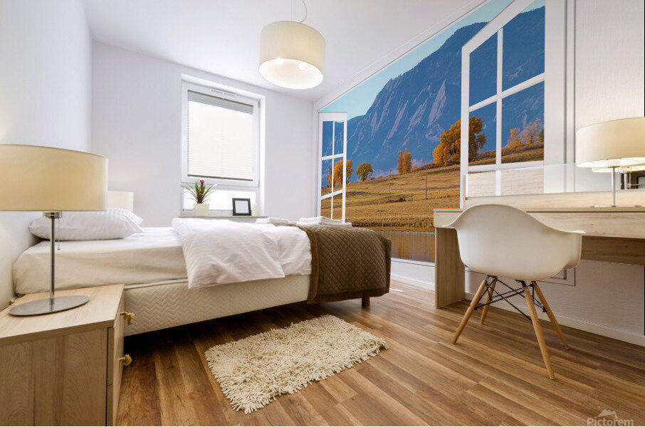 Boulder Flatirons Autumn Trees  Open Window View Impression murale