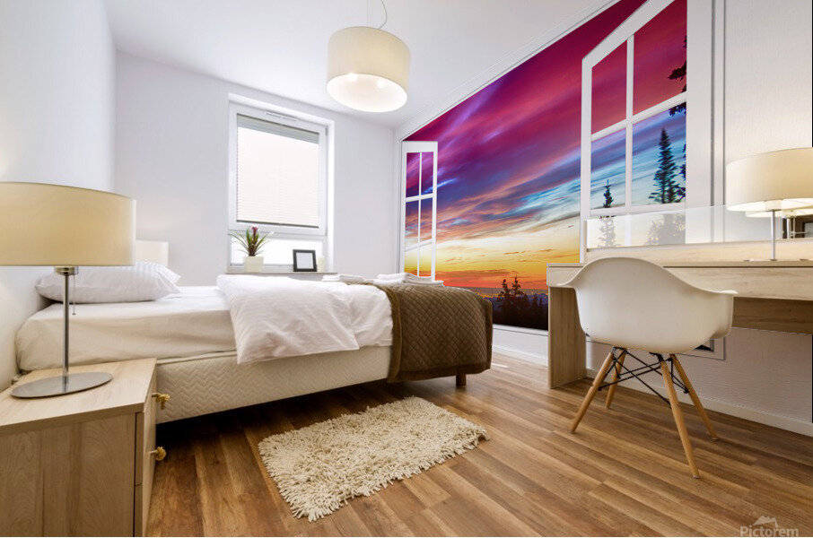 Early Morning Mountain Open White Picture Win Impression murale