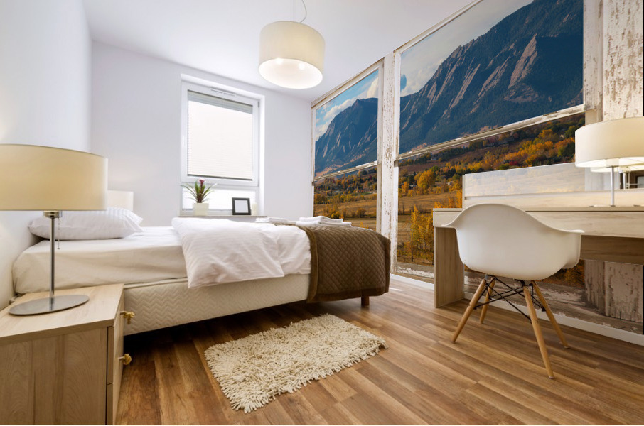 Boulder Colorado Flatirons Autumn  Rustic Window Mural print
