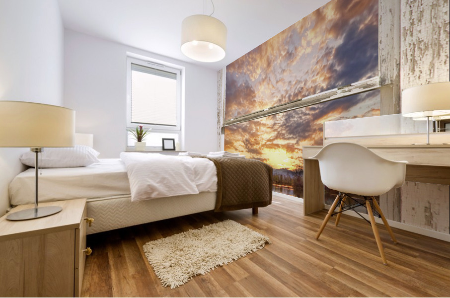 On Golden Ponds 3 White Window Peal View Impression murale