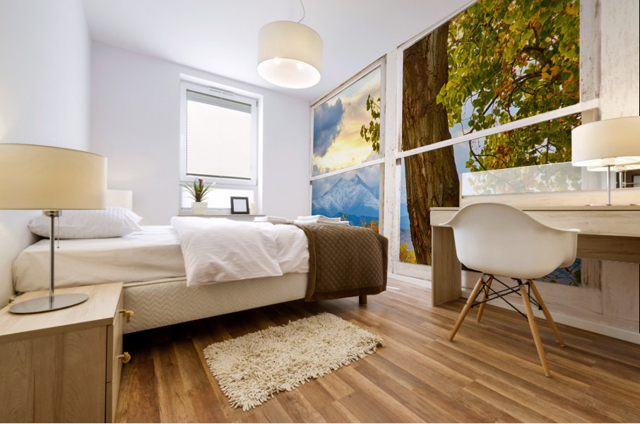 Rocky Mountain Autumn Season Rustic Window Mural print