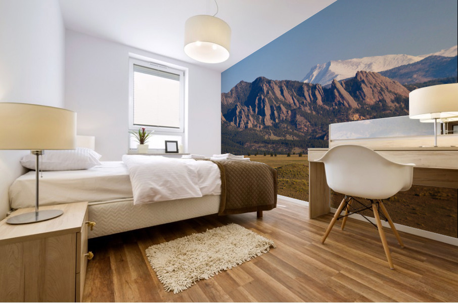 Flatirons Snow Covered Longs Peak Panorama Impression murale