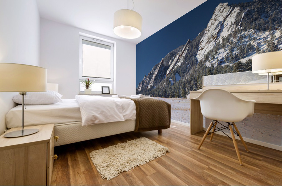 Flatiron Snow Dusted Boulder CO Panoramic  Mural print