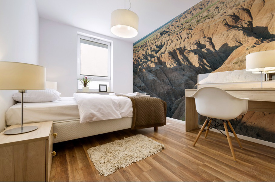 Natures Elegy Badlands Canyons Cracks and the Dance of Shadows Impression murale