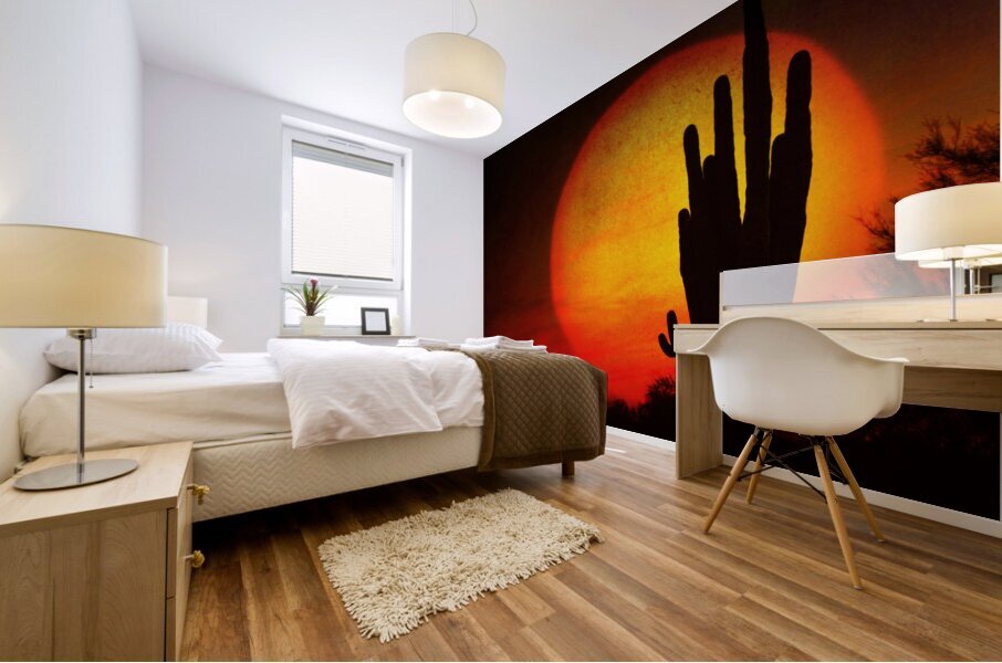 Big Sun Saguaro Sunset Impression murale