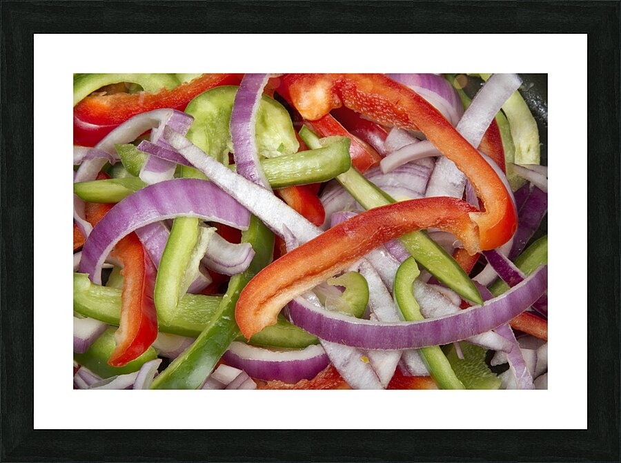 Colorful Peppers and Onions Picture Frame print