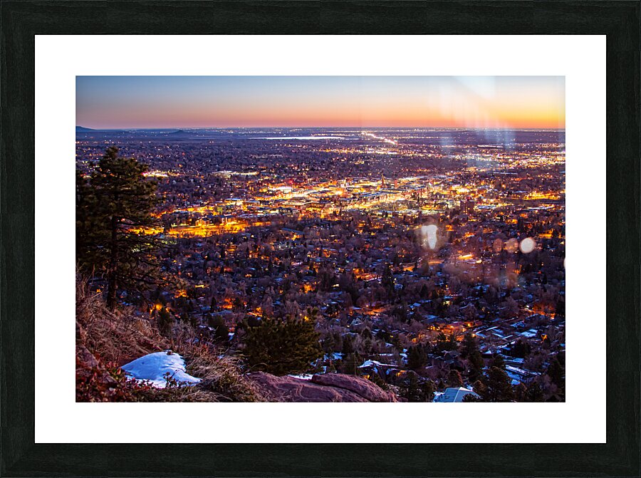 City Of Boulder Colorado Downtown Scenic Sunrise View   Picture Frame print