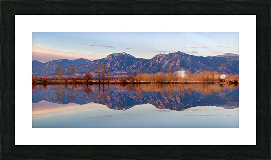 Flatirons Sunrise Reflections Panorama Boulder Colorado Picture Frame print