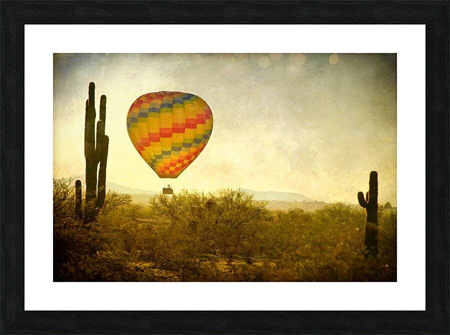 Hot Air Balloon Flight over the Southwest Desert Fine Art Print  Picture Frame print