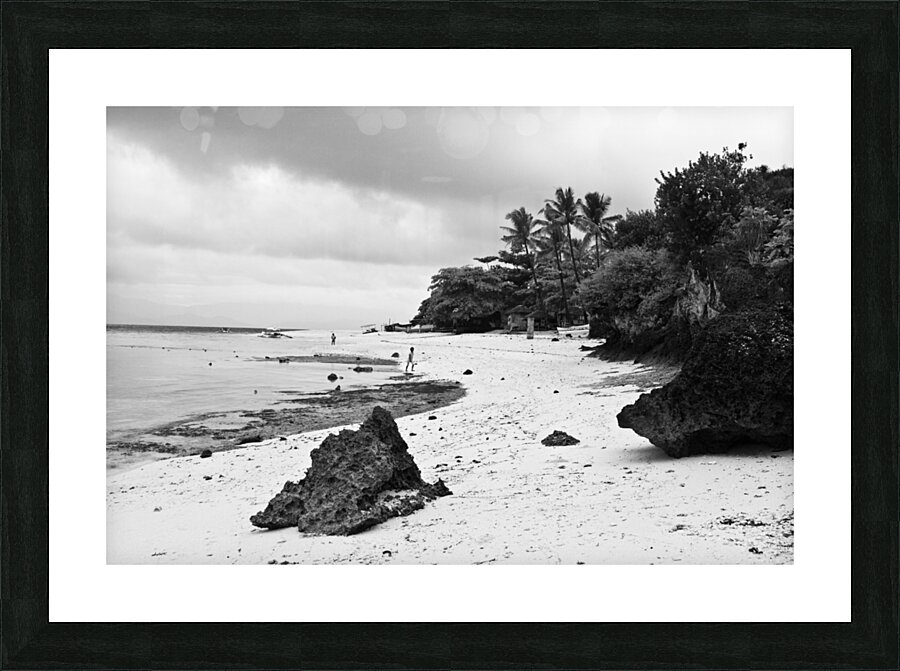 Moalboal Cebu White Sand Beach in Black and White Picture Frame print