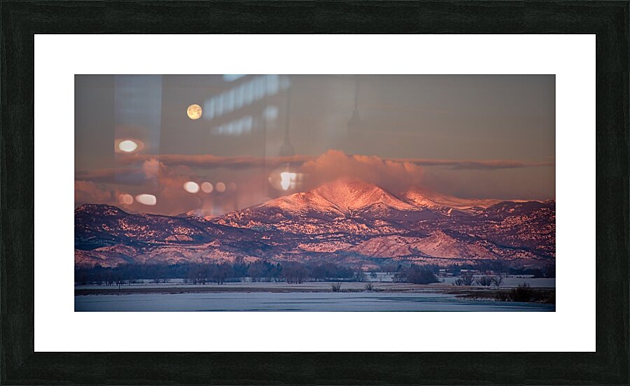 Panorama Scenic Landscape Rocky Mountain Moon Set View  Picture Frame print