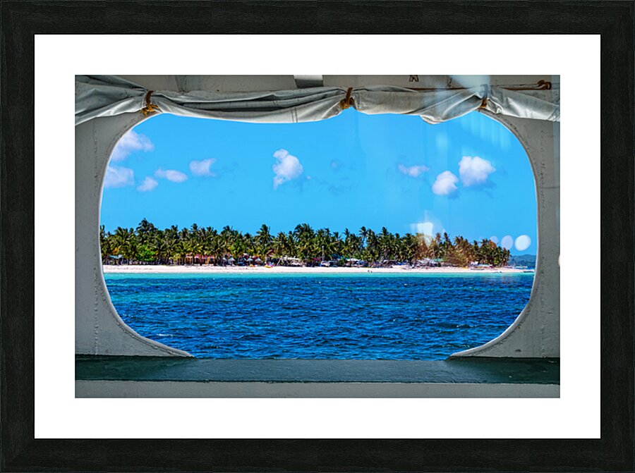 Tropical Island Boat Window View  Impression et Cadre photo