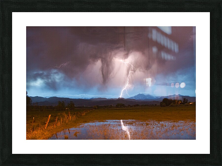 Lightning Striking Longs Peak Foothills 3 Picture Frame print