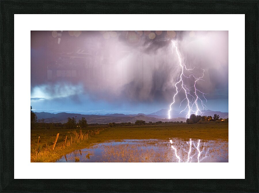 Lightning Striking Longs Peak Foothills 6 Impression et Cadre photo