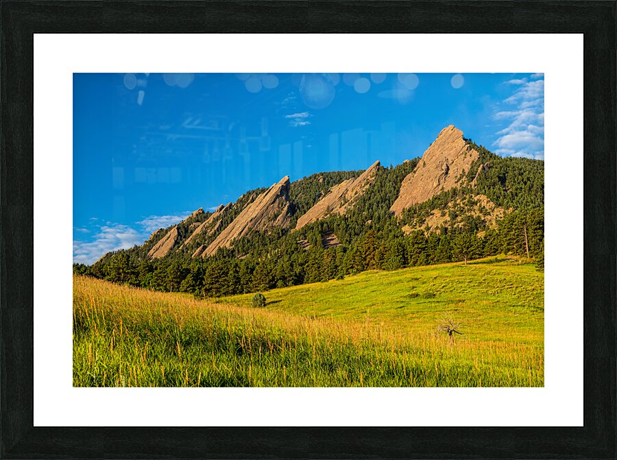 Boulder Colorado Flatirons Sunset Golden Light Impression et Cadre photo