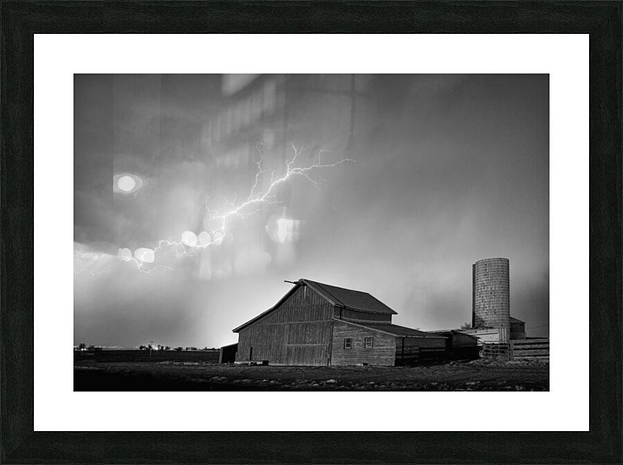Watching The Storm From The Farm BW Picture Frame print