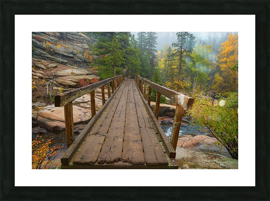 Rustic Wood Hiking Bridge Crossing Impression et Cadre photo