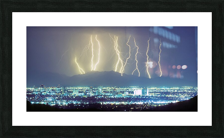 Lightning Over Phoenix Arizona Panorama Picture Frame print