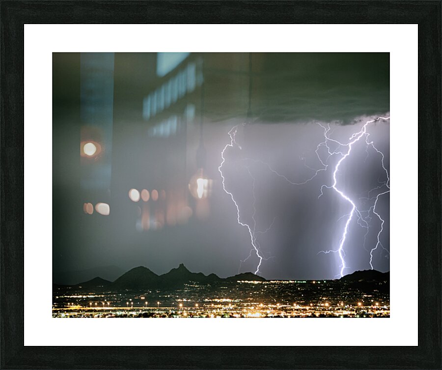 Reata Pass City Lights Lightning Strikes Picture Frame print