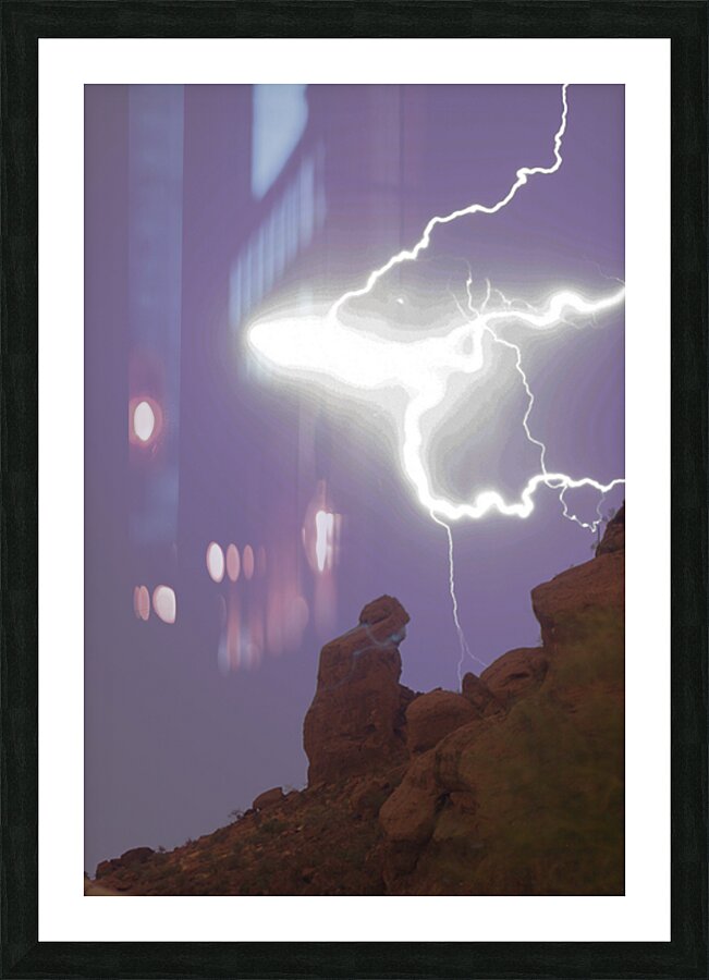 Praying Monk Lightning Halo Monsoon Thunderstorm Picture Frame print