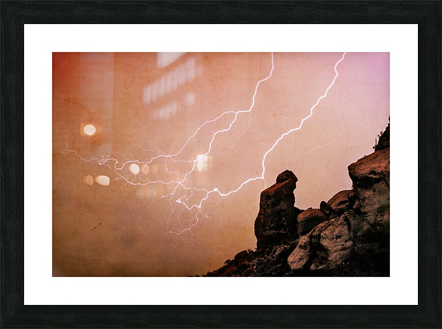 Praying Monk Camelback Mountain Lightning Monsoon Storm Picture Frame print