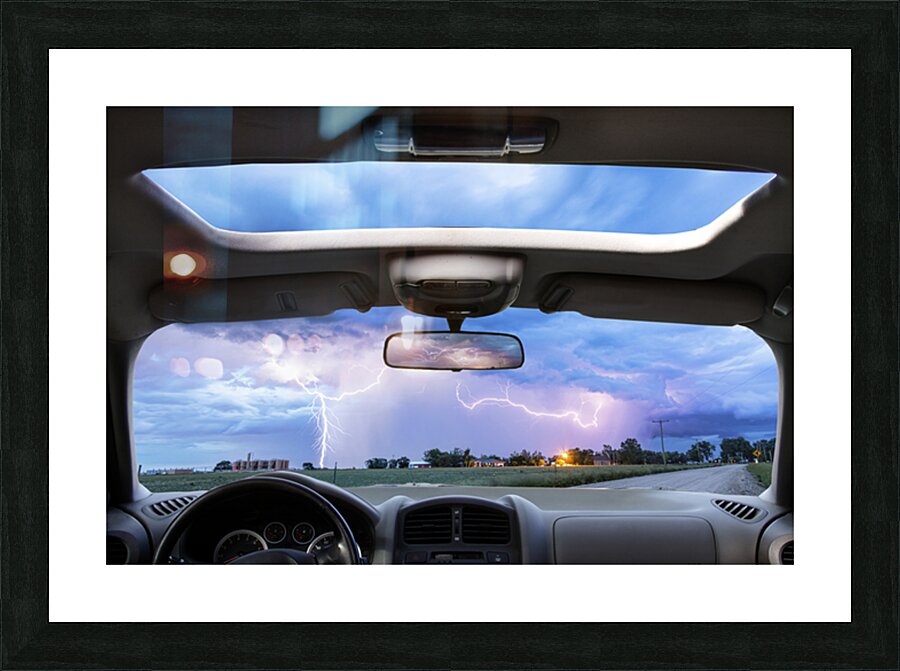 Storm Chaser View Through the Windshield and Sunroof Picture Frame print