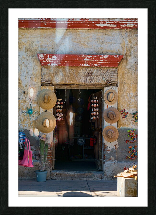 Rustic Mexican Shop Entrance With Traditional Hats Impression et Cadre photo