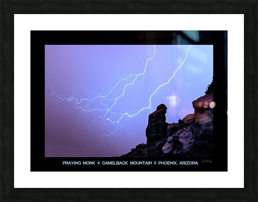 Praying Monk Camelback Mountain Lightning Monsoon Storm Limited  Impression et Cadre photo