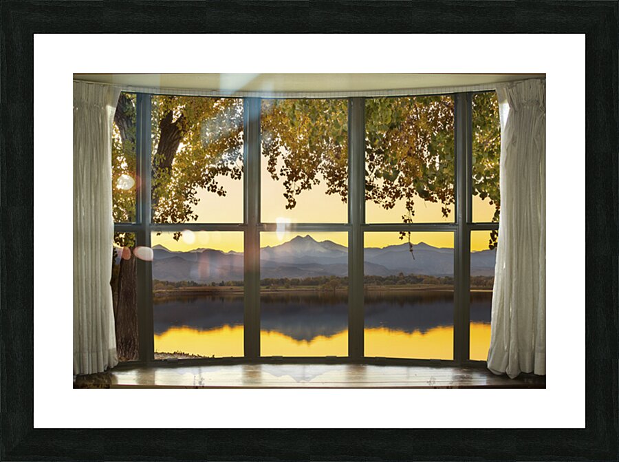 Golden Reflections Mountain Window View Fine Art Landscape Impression et Cadre photo
