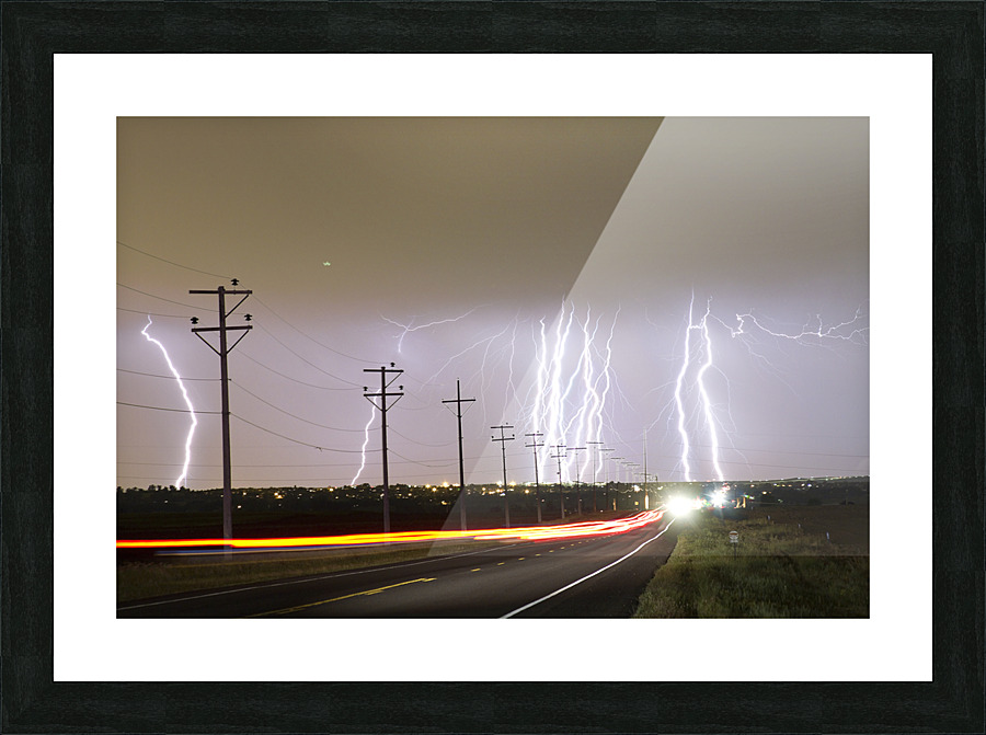 Lightning Bolts Cloud to Ground Striking  Picture Frame print