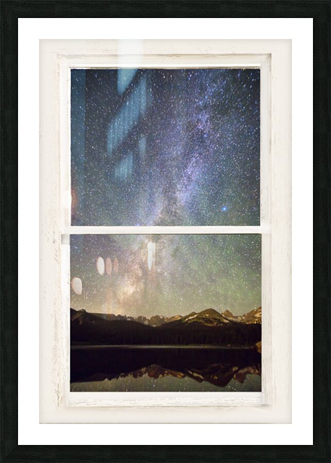 Milky Way Mountains White Rustic Window Picture Frame Printing