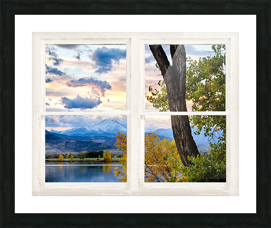 Colorado Rocky Mountain Lake Autumn White Window Picture Frame Printing