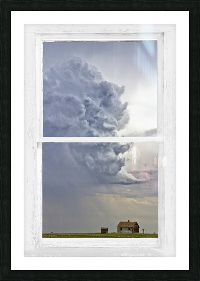 Western Storm Farmhouse Window View Picture Frame Printing