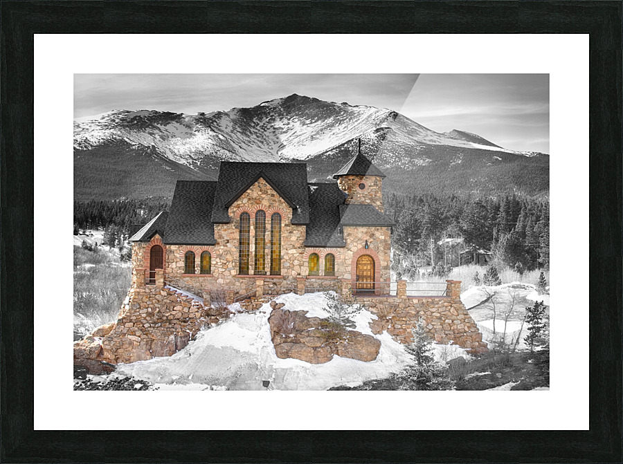 Chapel on the Rock BW Selective Picture Frame print
