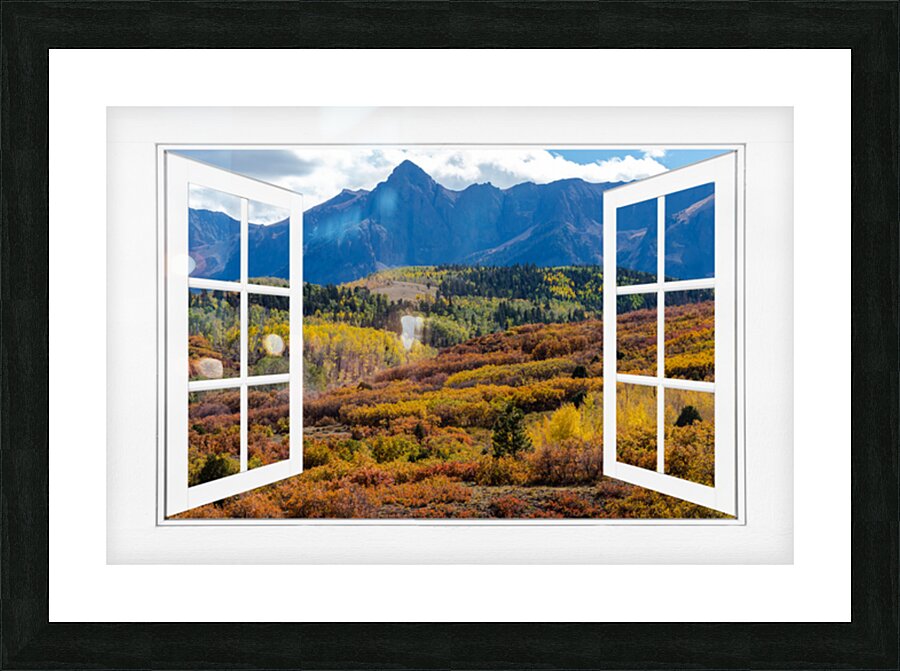 Colorful Rocky Mountains Open Window View Picture Frame Printing