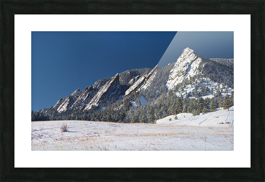 Flatiron Snow Dusted Boulder CO Panoramic  Picture Frame print