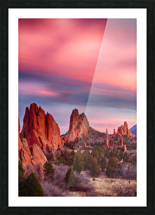 Garden Gods Sunset Sky Portrait Impression et Cadre photo