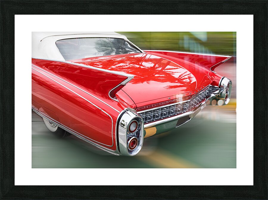 Back End of a Beautiful 1960 Red Cadillac Eldorado Picture Frame print