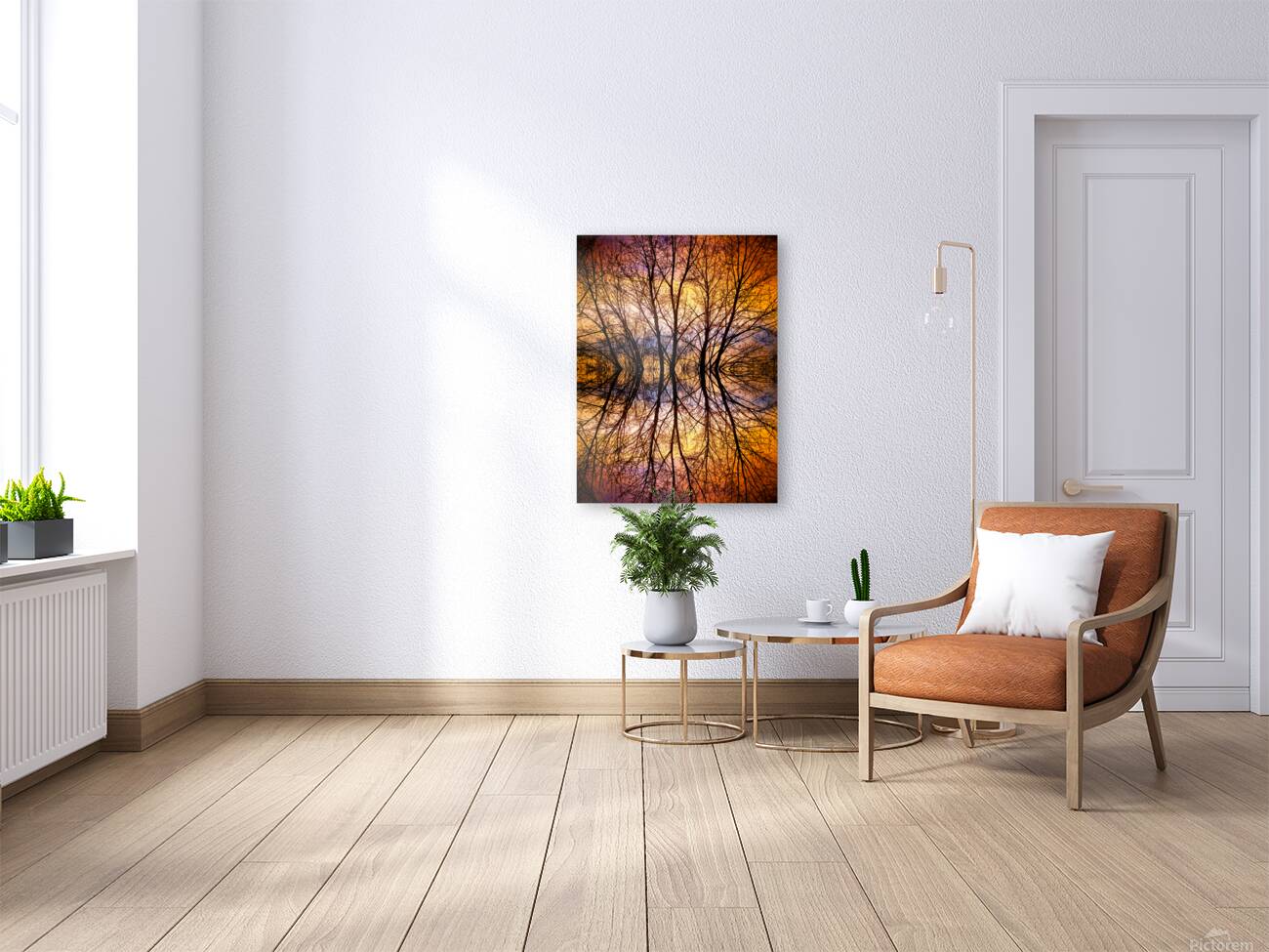 Sunset Tree Silhouette Abstract 1 Reproduction