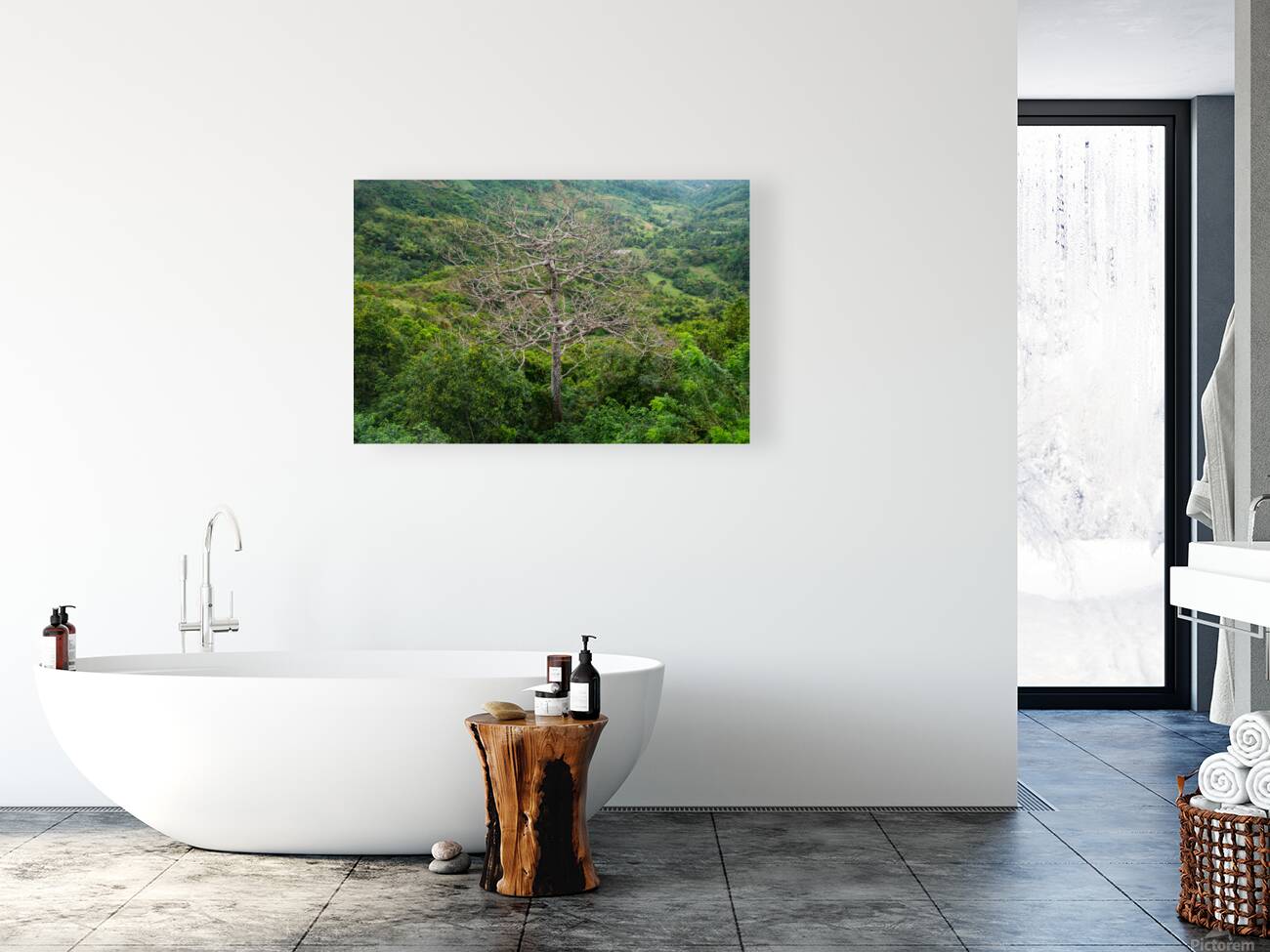  A Bare Tree Amidst Lush Hills Solitary Sentinel Reproduction