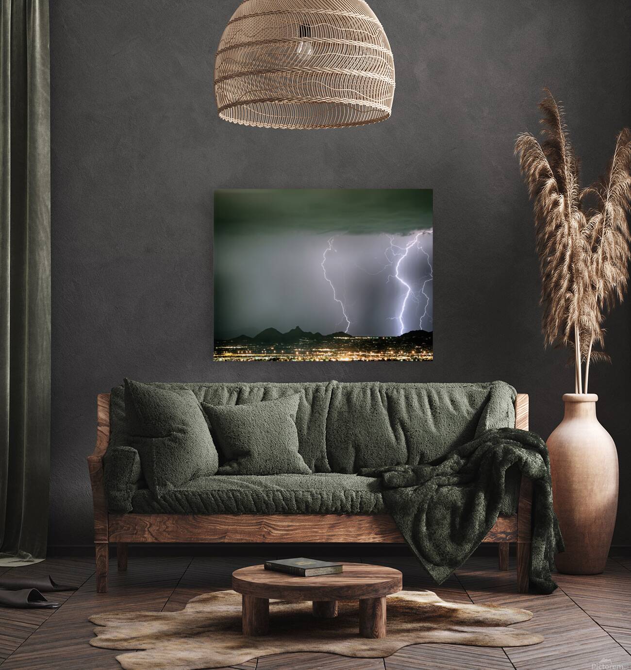 Reata Pass City Lights Lightning Strikes Reproduction