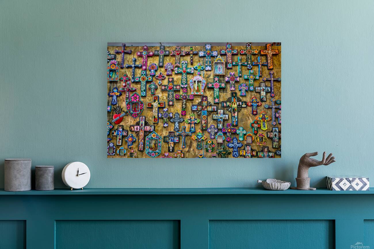 Colorful Mexican Crosses Folk Art Display Reproduction
