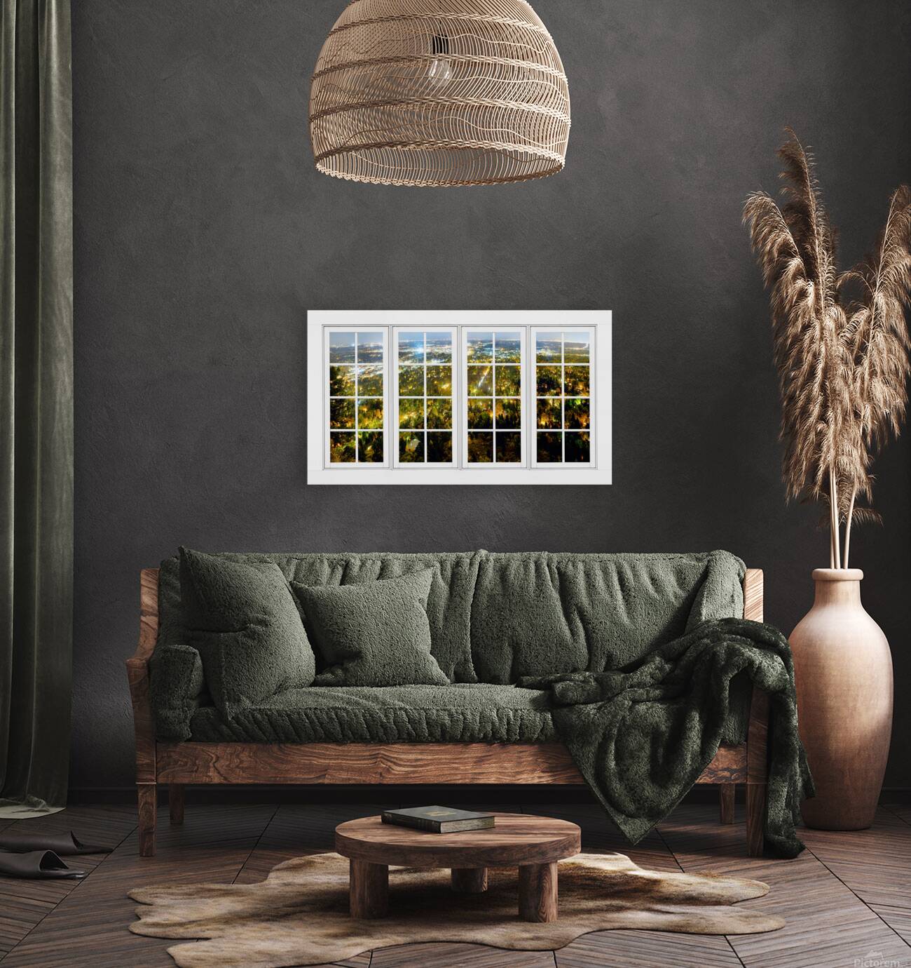 City Lights White Window Frame View Reproduction